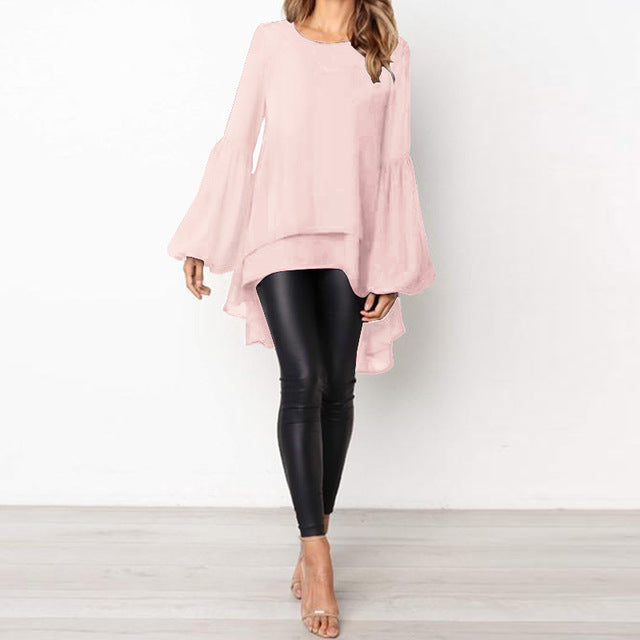 Lantern Sleeve Layered Shirts Women Asymmetrical Blouse 2019 ZANZEA Fashion Tops Female Casual Blusas Femininas Plus Size Shirts