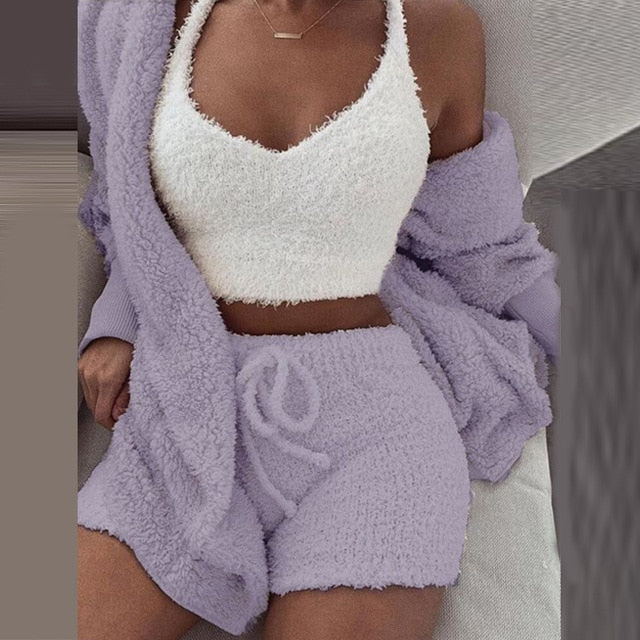 Misswim Sexy Knit Two piece set Autumn short jumpsuit & romper Women Skinny warm playsuit Winter female solid bodysuit overalls