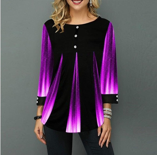 Shirt Women Spring Summer  Blouse 3/4 Sleeve Casual Printing  Female fashion shirt Tops Plus Size 5XL StreetShirt