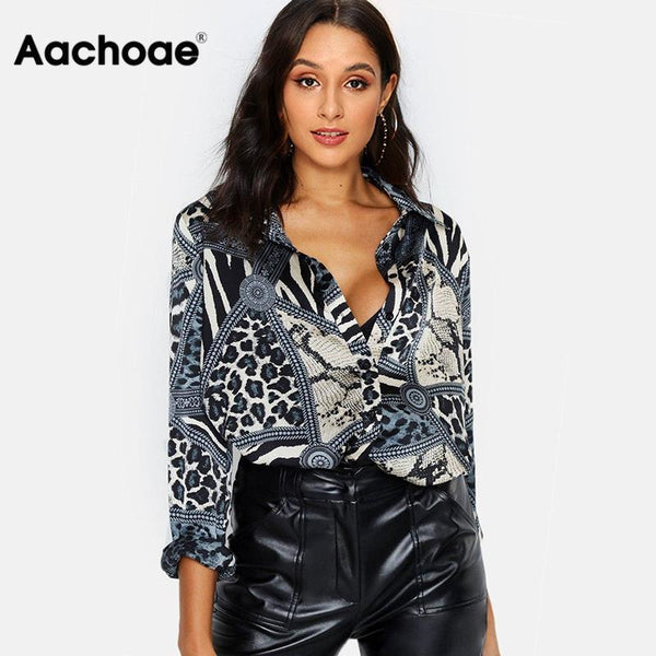 Women Blouses Sexy Leopard Blouse Shirt Long Sleeve Office Shirt 2020 Fashion Autumn Casual Vintage Tops Chemisier Femme